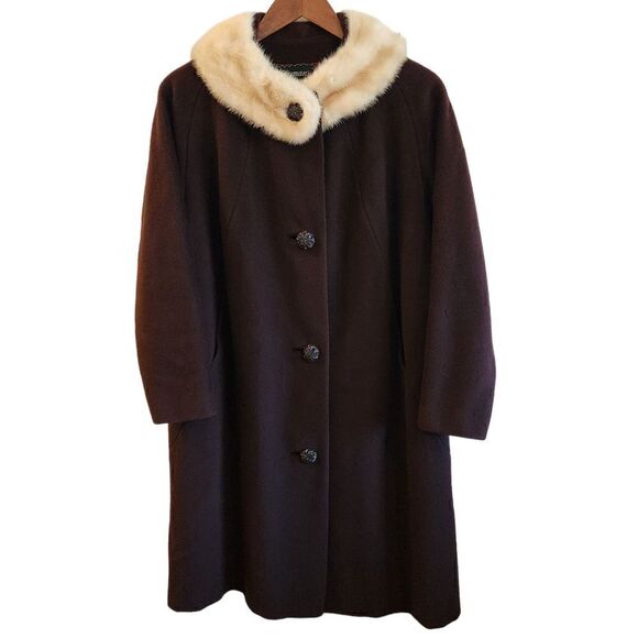 VINTAGE 1960's Bowman's Harrisburg's Wool and Mink Fur Coat Size Medium - Picture 1 of 7